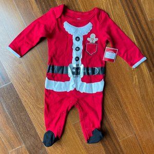 NEW One Piece Footie Santa Suit Sleeper 3-6 mo